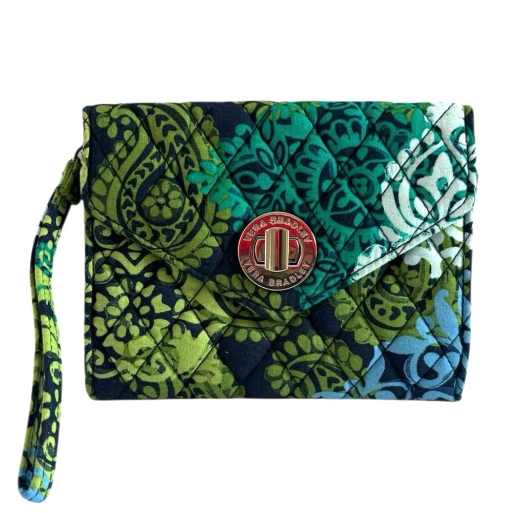 Vera Bradley Wristlet Wallet – Blue & Green‎ Medallion Pattern